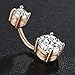 GAGABODY 14G 3/8inch(10mm) 316L Surgical Steel Rose Gold Belly Button Navel Rings with CZ (Clear)