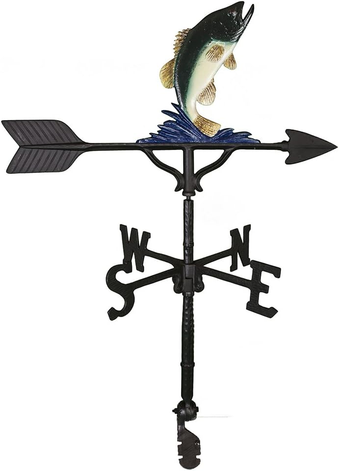 Weathervanes - Montague Metal Products 32-Inch Weathervane with Color Bass Ornament