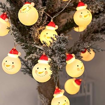 Fcysy Christmas String Lights, Battery Operated LED Christmas Lights for Xmas Tree Indoor Outdoor Decoration, Christmas Ornaments Décor (Snowman, Warm White, 5ft with 10 LEDs)