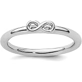 JewelryWeb 925 Sterling Silver Polished Stackable Rhodium Infinity Symbol Ring Stackable Ring for Women