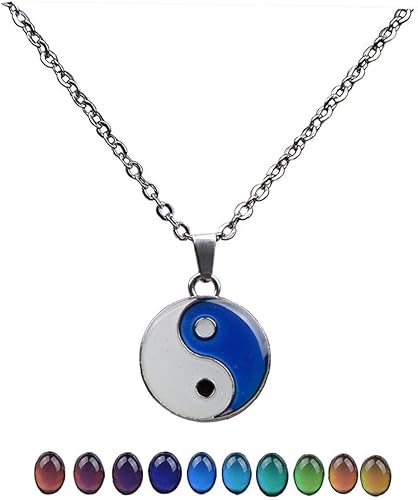 Yin Yang Tai Changement De Couleur Mood Pendentif Collier Bijoux Emotion Filles Amazon Fr Bijoux
