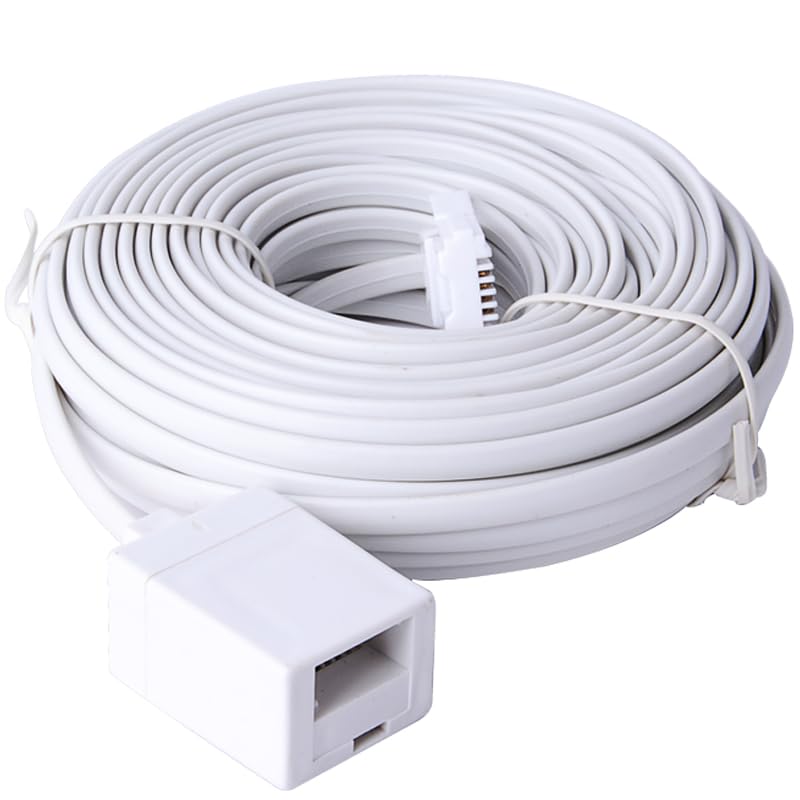 ERHUO bt 4-Wire Flat Home Telephone Phone Cable Lead Extension Cord for BT UK Landline Fax (25m)