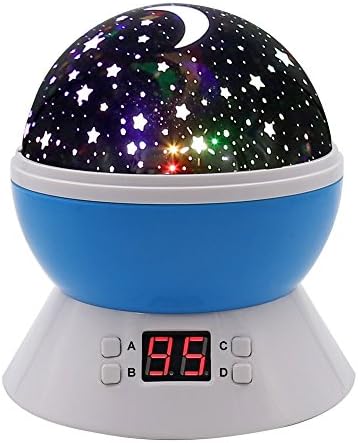 Star Sky Night Lamp,ANTEQI Baby Lights 360 Degree Romantic Room Rotating Cosmos Star Projector With LED Timer Auto-Shut Off,USB Cable Plug For Kid Bedroom,Christmas Gift (Blue)
