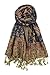 Achillea Soft Silky Reversible Paisley Pashmina Shawl Wrap Scarf w/Fringes (Navy)