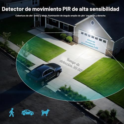LAMLAMCK LED Spotlight with Motion Sensor 50W – 2 Pieces 5000LM 6500K White Outdoor LED Spotlights with Motion Sensor, IP66 Waterproof Outdoor Projector for Patio, Garden, Walkway, Garage