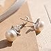 ERZA SCARLET S925 Sterling Silver Lovely cat Ears Natural Pearl Silver Earring, Ring, Necklace & Bracelet Adjustable Size (Earring)
