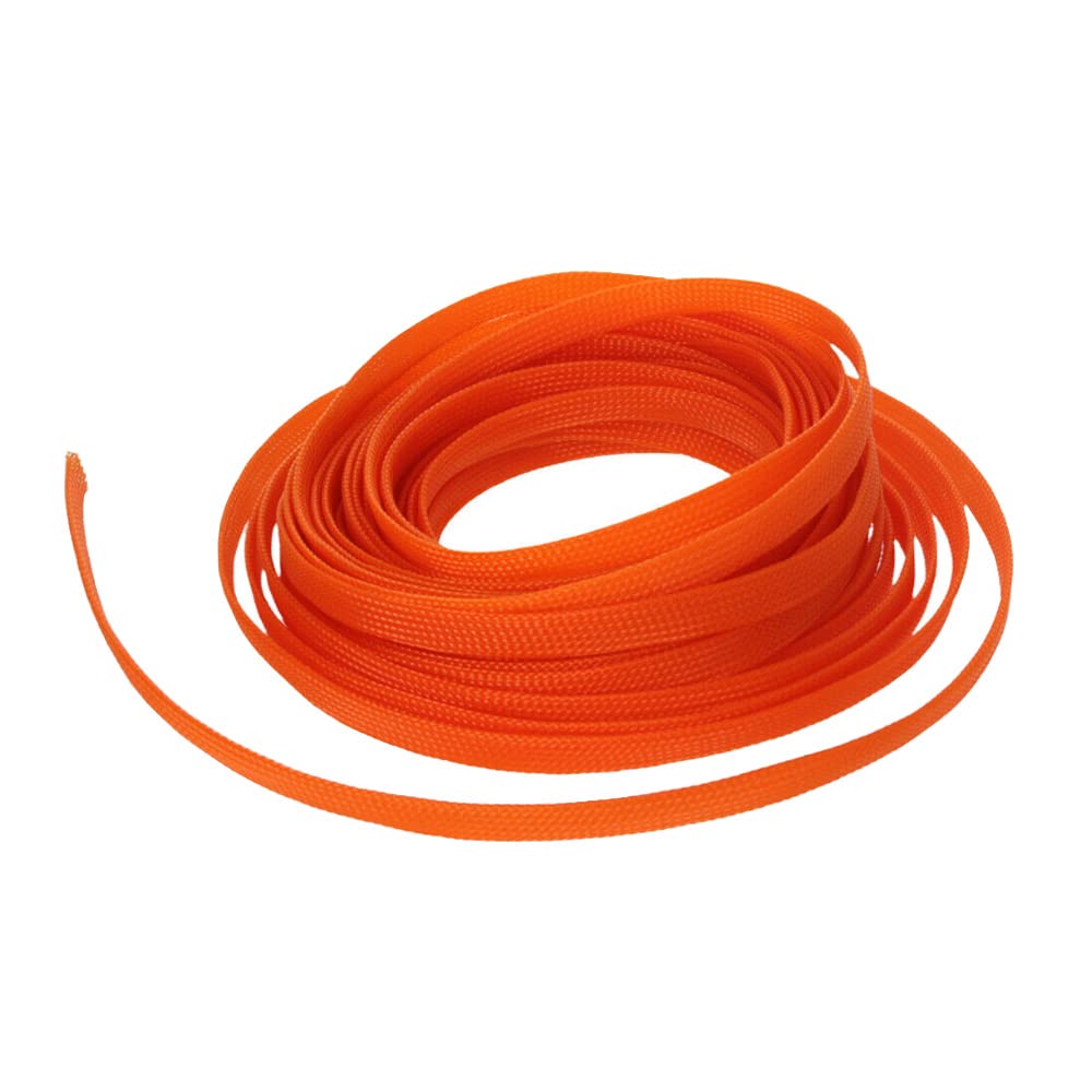 MOCNT PET Expandable Braided Sleeving Wire Braided Sleeve Cable Management Flexible Insulated Sheath Sleeve Loom Tubing Cable Tidy Protection Wrap Cover Orange 4mm 10Meters