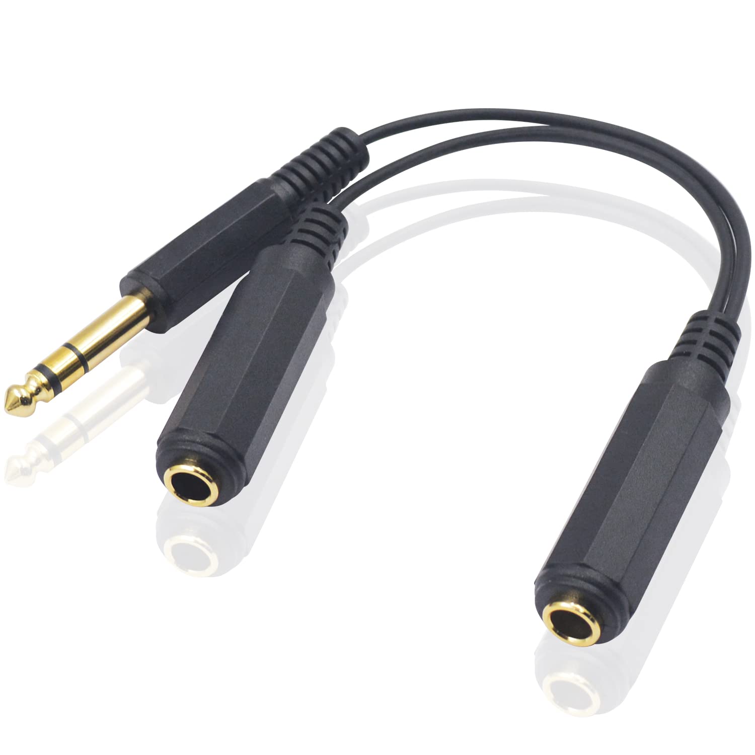 Duttek 1/4" Inch Splitter,1/4" TRS Stereo female to Dual 1/4" TRS Stereo Y Splitter Cable,6.35mm Guitar Cable,Quarter Inch Splitter Cord 25cm