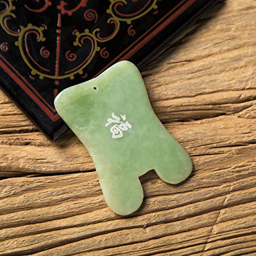 Gua Sha Facial Massage Tool, Gua Sha Massage Tool, Genuine Jade Gua Sha Board with Printed Chinese Character Blessing… - Image 2
