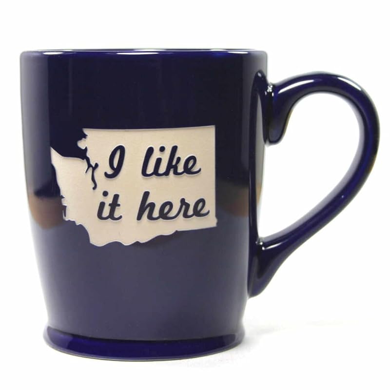 Washington STATE Coffee Mug"I like it here" Navy Blue