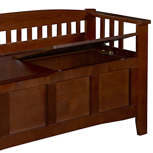Linon Home Decor Storage Bench with Short Split Seat Storage, Walnut