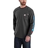 Carhartt Mens Flame Resistant Force Loose Fit Lightweight Long-Sleeve Logo Graphic T-Shirt
