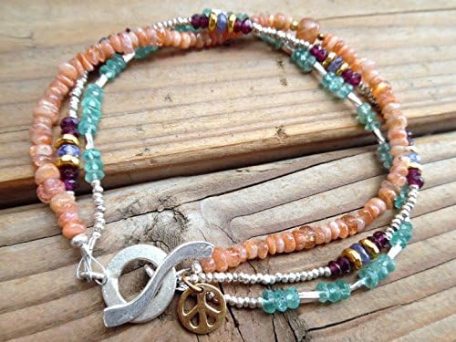 Sunstone and Sterling Silver Bracelet