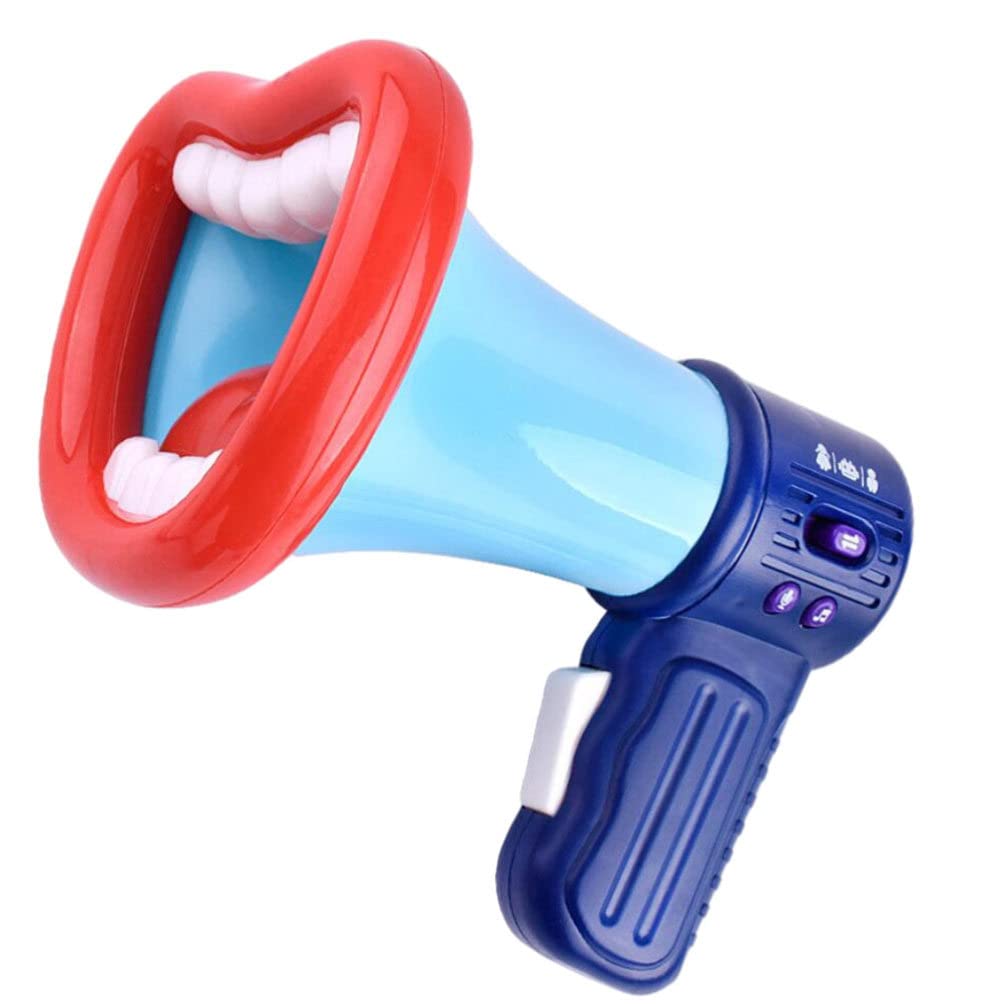 Photo 1 of Toyvian Bull Horn Loud Speaker Kids Voice Changer Toy Megaphone Function Toys Mini Electric Hand- held Speaker with Recording Microphone for Toddlers Childrens (Blue) Megaphone Speaker Voice