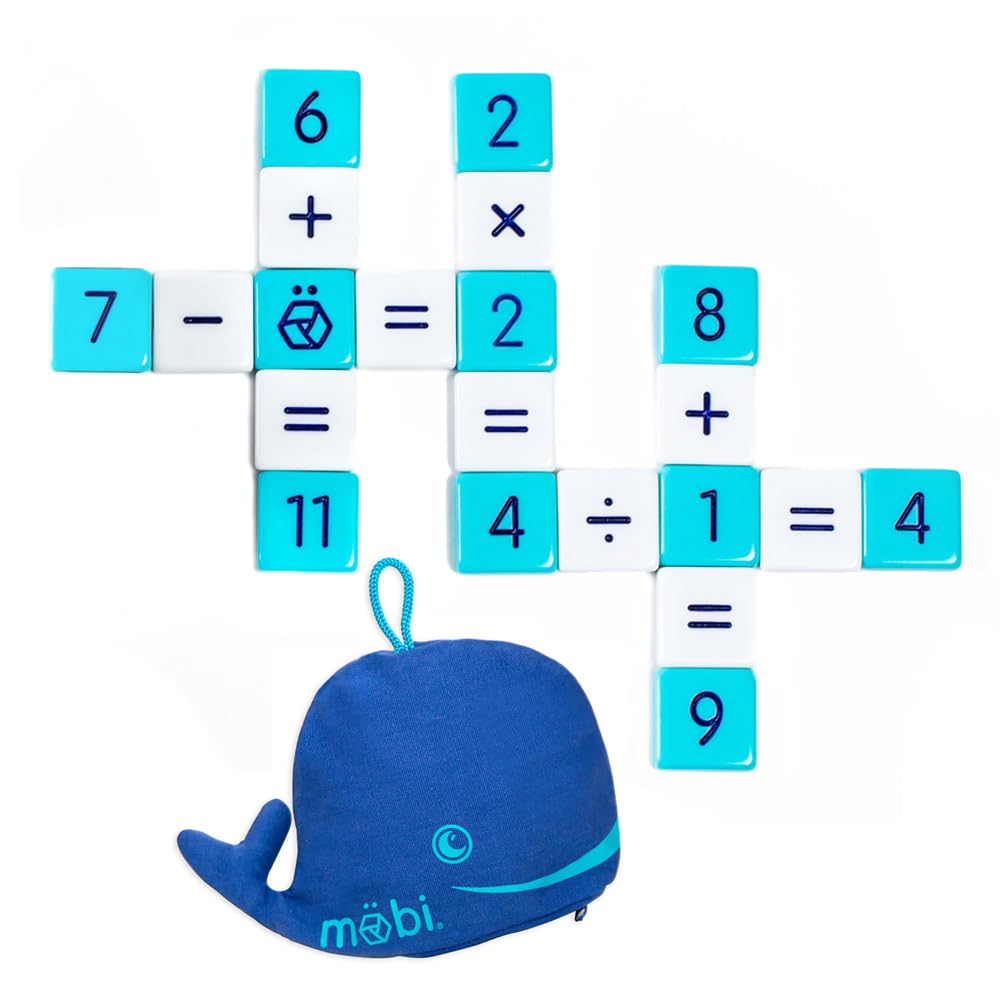 The Happy Puzzle Company MÖBI - The Numeric Tiles Game - Think Scrabble or Bananagrams, but with Numbers - 2 to 6 Player Family Maths Games - Ages 6+