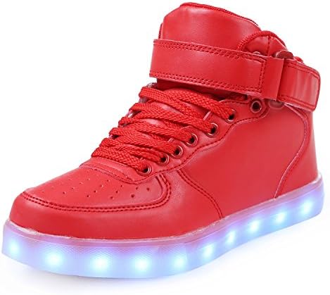 LED Shoes With Lights High Top Dance Light Up Sneakers All Colors Non SlipGrow Trainers For Adults Women, Red