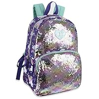 Madison & Dakota Reversible Glitter Sequin Backpacks for Girls and Women, with Padded Back and Adjustable Straps (Clouds)