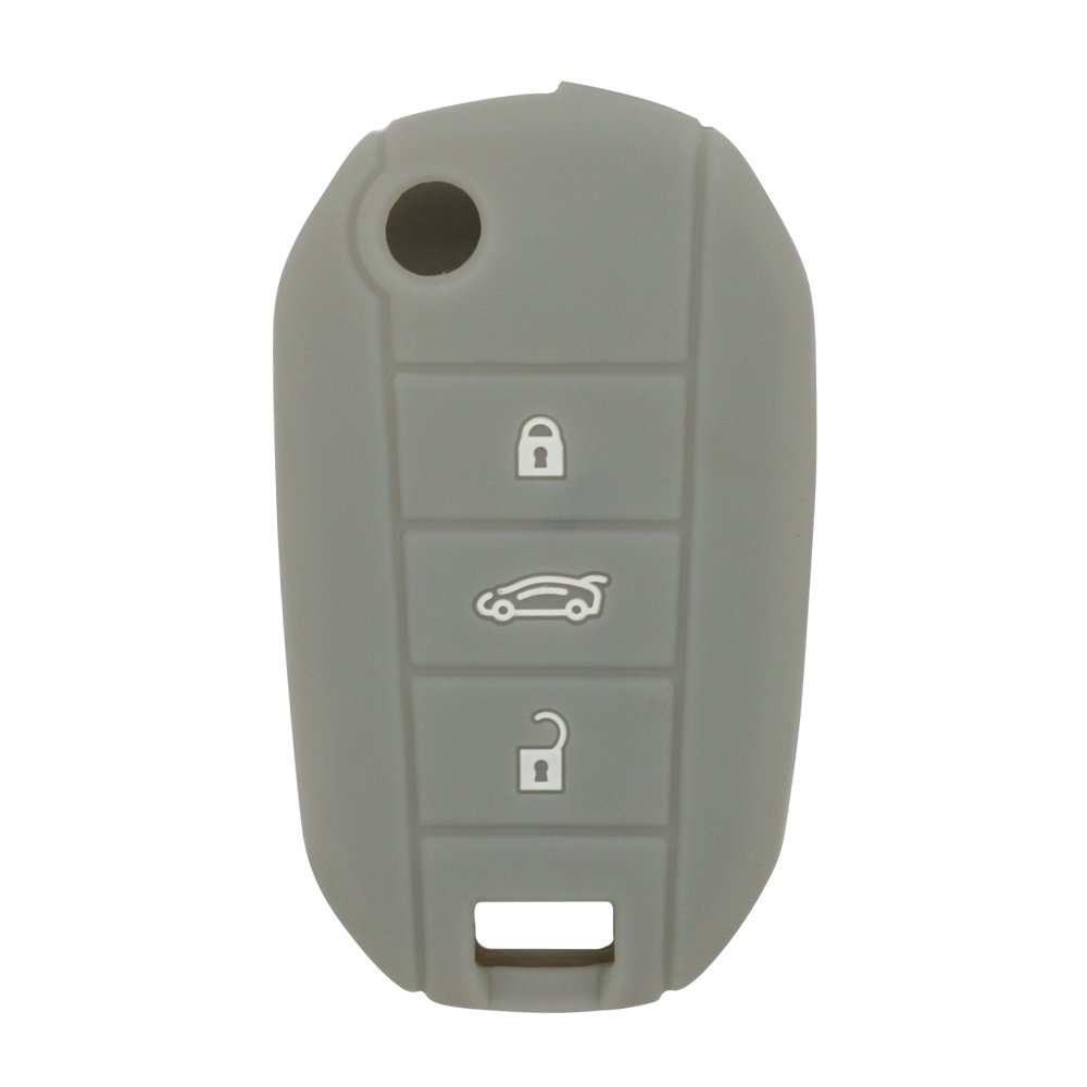 BROVACS Silicone Cover Protector Case Holder Skin Jacket Compatible with PEUGEOT CITROEN 3 Button Flip Remote Key Fob CV4300 Grey