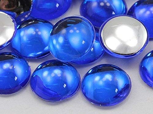 15mm Blue Sapphire H104 Round Flat Back Acrylic Cabochons Plastic Gems for Crafts Costume Embelishments Card Making Jewels Jewelry Making Supplies Cosplay Jewels - 30 Pieces — image 1