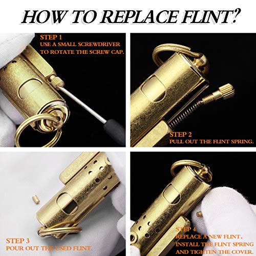 YUSUD Vintage Trench Lighter, Antique Keychain Flint Lighter Fluid