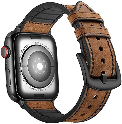 Mifa Hybrid Leather Sports Band Compatible with Apple Watch Vintage Bands Replacement Straps Classic Dress iwatch Series 4 1 2 3 38mm 40mm Brown Men Women HB (38mm /40mm - Brown)