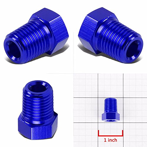 Blue Aluminum Anodize Finish 1/4" Male to 1/8" Female NPT Bushing Reducer Pipe Fuel Fitting Adapter