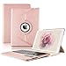 Keyboard Case Compatible with 2018/2017 iPad 9.7 inch, Bluetooth Keyboard KVAGO-360 Rotating Case with Detachable Wireless Keyboard for iPad 6th Gen,iPad 5th Gen -Rose Gold