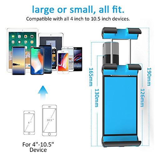 Car Headrest Mount, Pobon Car Seat Tablet Holder for iPad Mini 2/3/4, iPad Pro/Air, iPhone Xs Max/XS/XR/X/8 Plus/7/7 Plus/6s, Samsung Galaxy Tab Note 9/S9, Fire 7/8 HD, All 4-10.5" Devices (Blue)