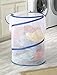 Whitmor 18 Inch Collapsible Hamper White with Blue Trim
