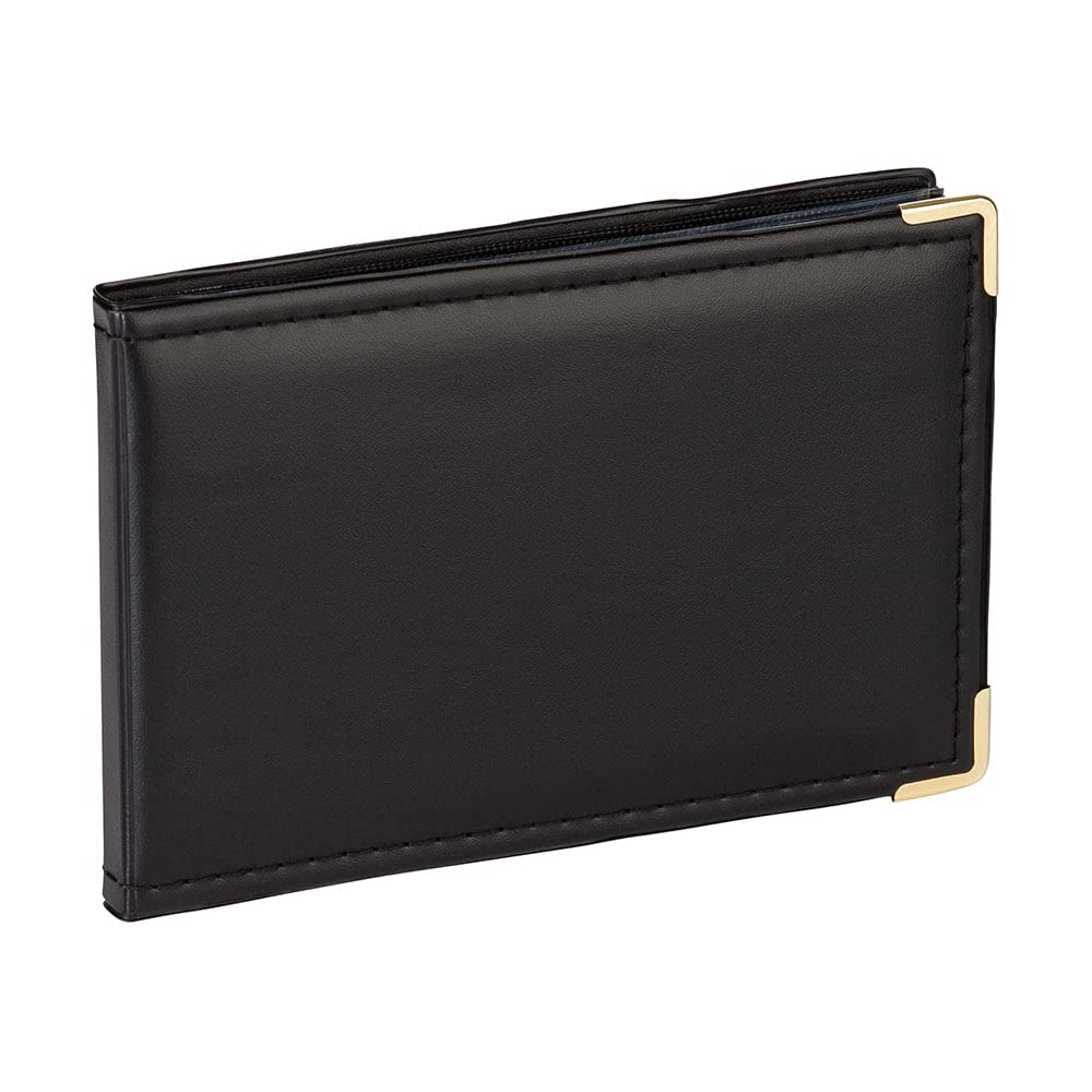 Kenro APL Photo Albums (Pack of 1) - 6x4 Photo Album (10cm x 15cm) for 36 Photos. Landscape Photo Album with Gilt Corners & Protective Cover. Black Leather Look, Carlton Series - APL150