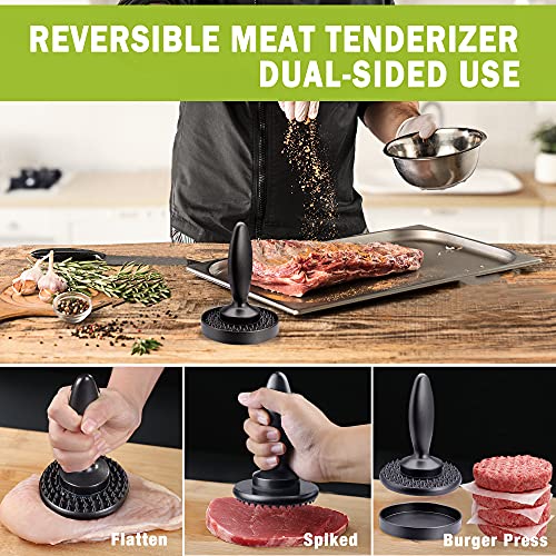 Meat Tenderizer, 3in1 Reversible Meat Tenderizer Tool and Pounder Dual Sided Meat Mallet