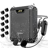 SHIDU 30W Voice Amplifier with Wireless Microphone and 10 Pack Headset Microphone Covers Foam
