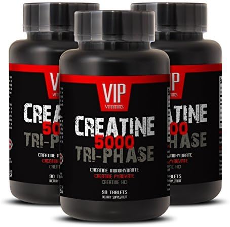 Creatine Monohydrate, Creatine HCL and Creatine Pyruvate Creatine - Premuim Blend of Tri-Phase 5000mg (3 Bottles 270 Tablets) by VIP VITAMINS LLC