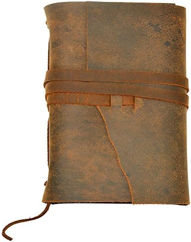 Crazy horse genuine leather journal diary notebook for men women gift for him her 240 thick handmade papers
