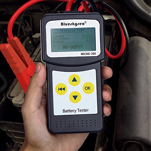 Blueskysea MICRO-200 12V Car Battery Tester Vehicle Digital Analyzer Automotive Alternator Tester Diagnostic Tool Bad Cell Test Tool w/Printing Function EFB/AGM/GEL CCA100-2000, 30-200Ah