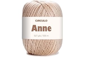Circulo Anne Yarn, 100% Mercerized Brazilian Virgin Cotton - Cotton Yarn for Crocheting and Knitting - Soft Yarn, Yarn Art - Fingering Weight Yarn, 547 yds, 5.19 oz - Color 7650 - Almond