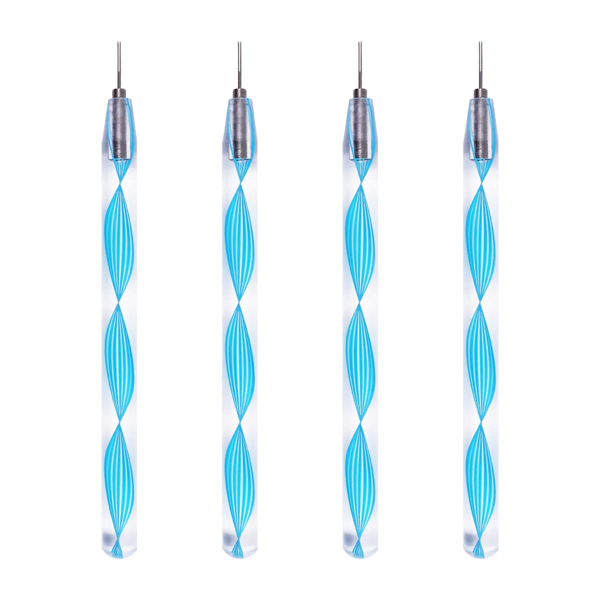 JUYA Fine Tip Quilling Tools 4 Count Pack Plastic Handle Stainless Steel Head 0.8mm (4 QT03-06T), Blue Handle