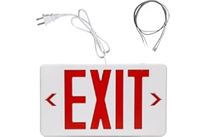 TANLUX Red Corded Exit Sign with 1.0 Meter Plug in Cord, Plug in Exit Sign with Battery Backup Lights for Business, Commerical Emergency Lighting Combo, UL Listed, AC 120/277V, Double Face