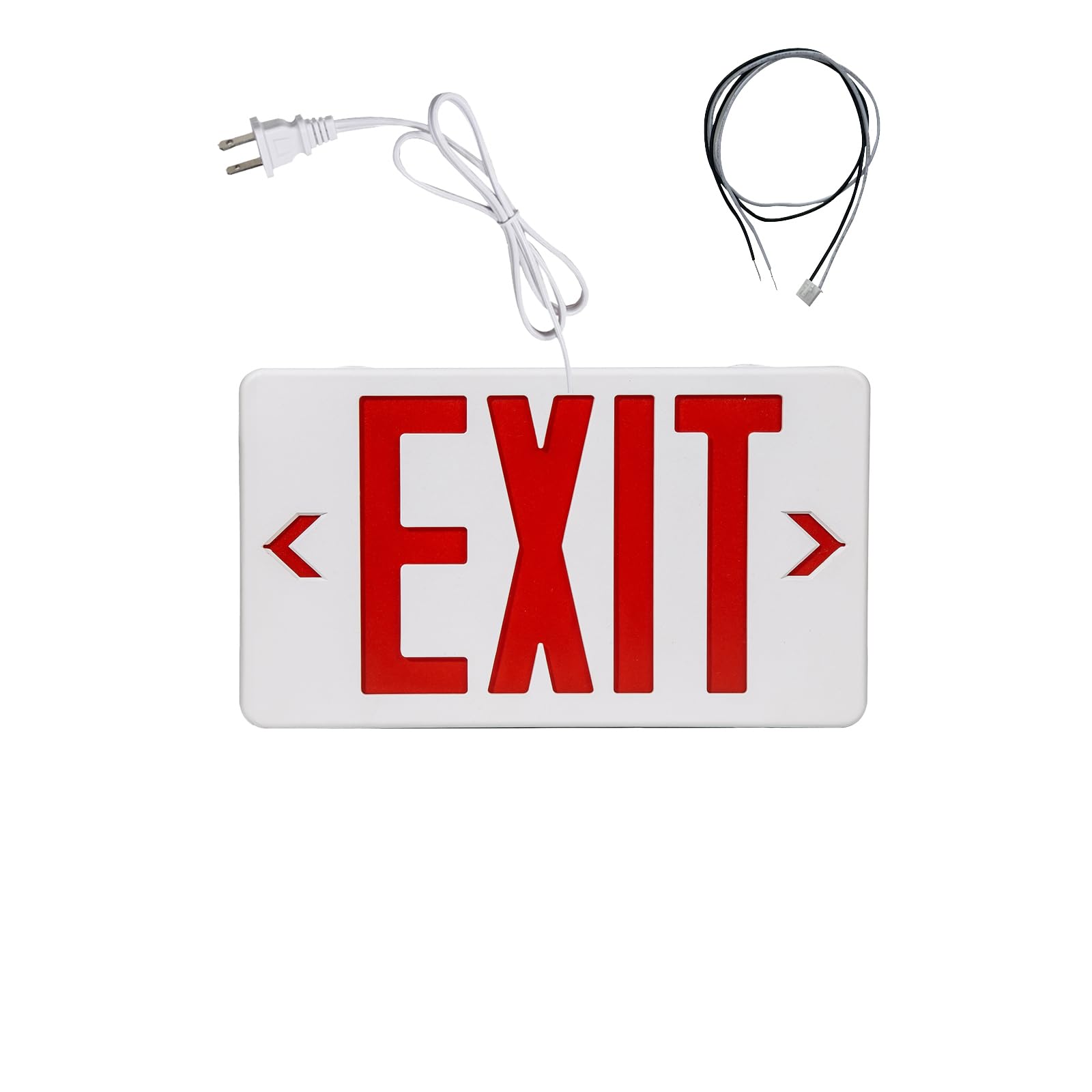 Photo 1 of TANLUX Red Corded Exit Sign with 1.0 Meter Plug in Cord, Plug in Exit Sign with Battery Backup Lights for Business, Commerical Emergency Lighting Combo, UL Listed, AC 120/277V, Double Face