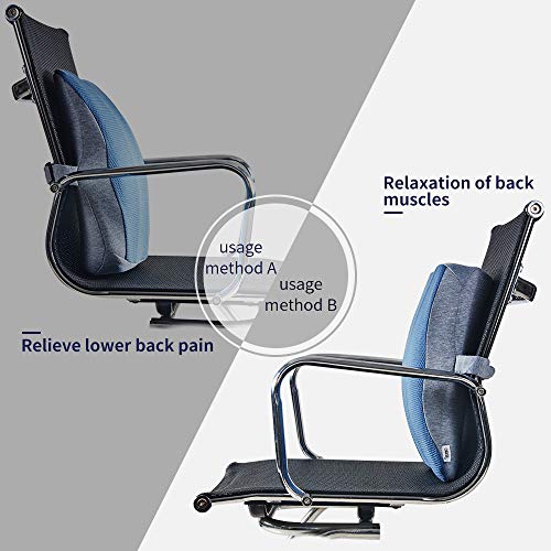 Jiaao Large Memory Foam Lumbar Support Pillow - Orthopedic Design for Relieves Lower Back Pain, Back Cushion for Office Chairs & Car, Breathable Cover, Adjustable Strap