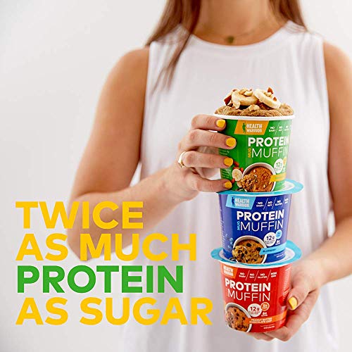 HEALTH WARRIOR Protein Mug Muffins, Peanut Butter Chocolate Chip, 12g Plant-Based Protein, Gluten Free, Vegan, Low Sugar, Non-GMO, 2.01oz cups (Pack of 6)
