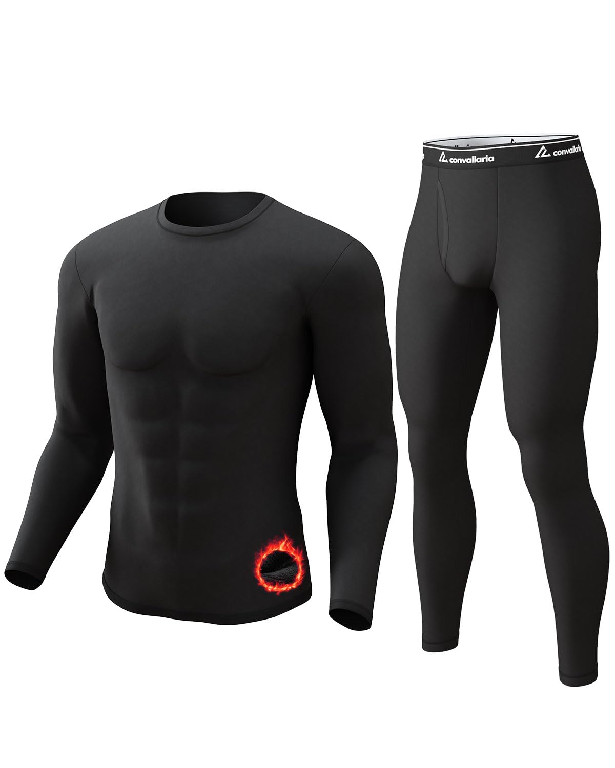 CL convallaria Long Johns Thermal Underwear for Men Soft Fleece Lined Base Layer Cold Weather Top Bottom Gift Set Image