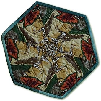 Quilted Kaleidoscope Mug Rug Fall Colors Snack Mat Desk Mat Place Mat