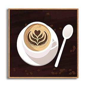 Framed Canvas Home Artwork Decoration Coffee Canvas Wall Art for Living Room, Bedroom - 16x16 inches