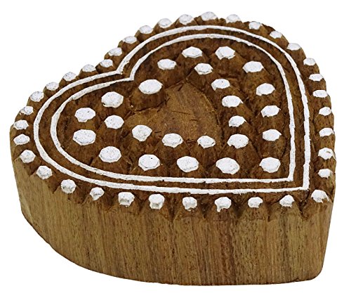 Knitwit Indian Wood Block Art Heart Handcarved Printing Block Textile Stamp