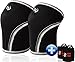Premium Knee Sleeves (Pair) 7mm Neoprene - Compression & Support for Weightlifting, Powerlifting, Squats Gym. 1 Year Warranty - BONUS: Heavy Duty Wrist Wraps (Set of 2)