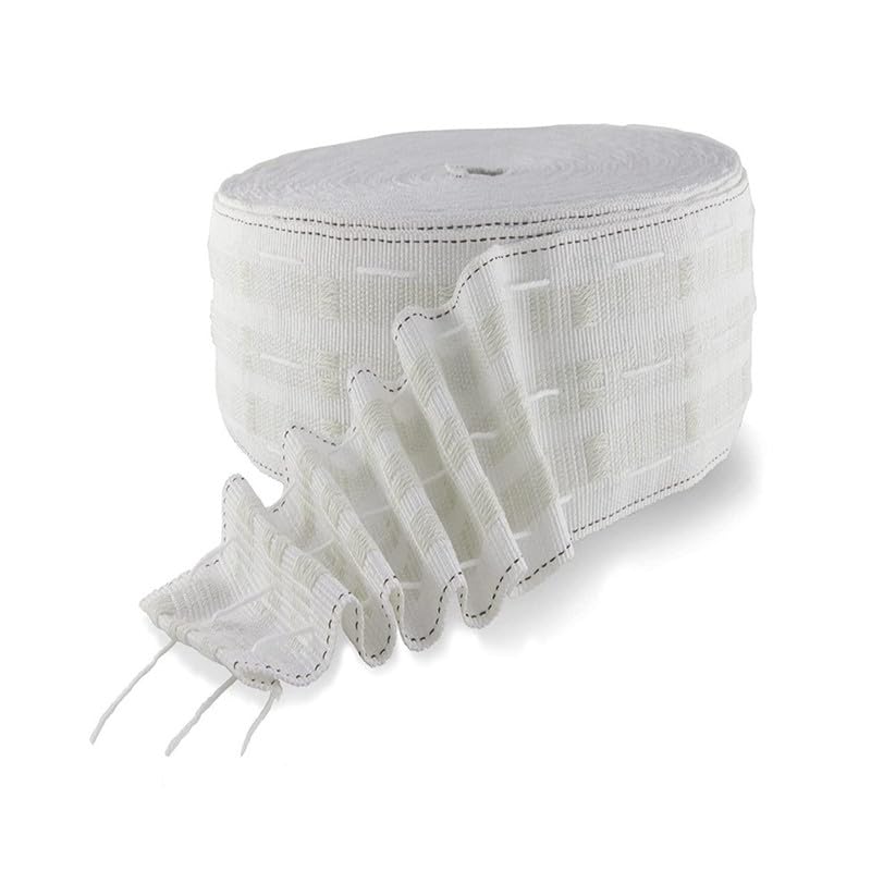 Aoktorkit 4M White Polyester Pencil Pleat Curtain Header Tape, Width 7.5CM, Detachable