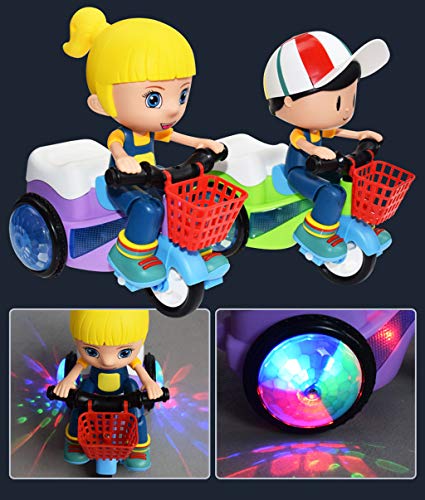 Jinjin Children's Stunt Tricycle Crane Head 360 Degree Rotating Music Lighting Popular Electric Toys Durable Toddler Baby Gifts (A) - Thumbnail 7