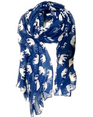 Gorgeous Blue Elephant Print Long & Soft Scarf Shawl/Wrap - Large