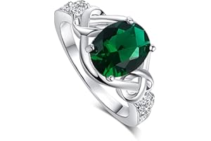 Lozeux Silver Plated Oval Cut Created Rainbow Topaz & Amethyst Cubic Zirconia Filled Thin Narrow Band Engagement Wedding Proposal Promise Rings for Women Ladies Girls Lovers Gift